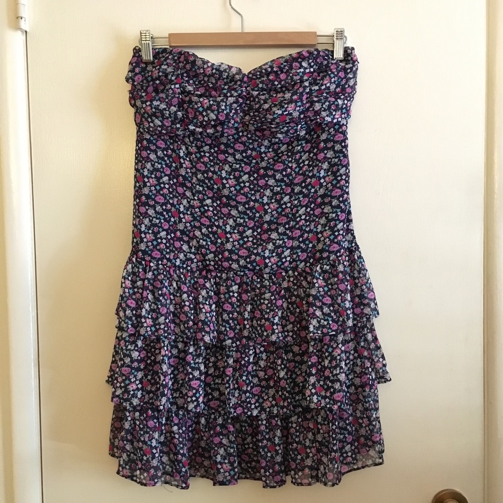 Floral Sparkly Strapless Express Dress